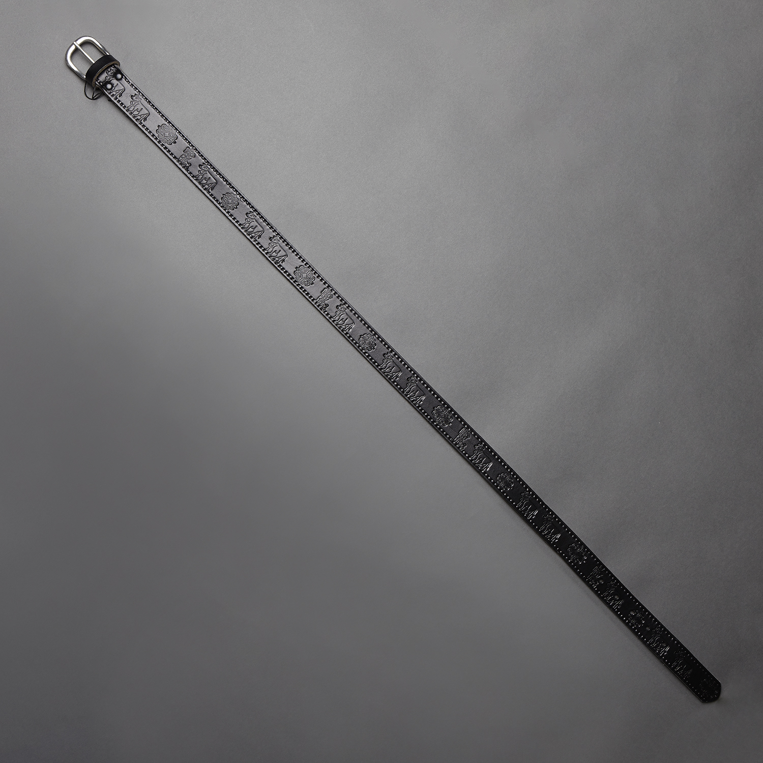 ceinture vache noire metal argent