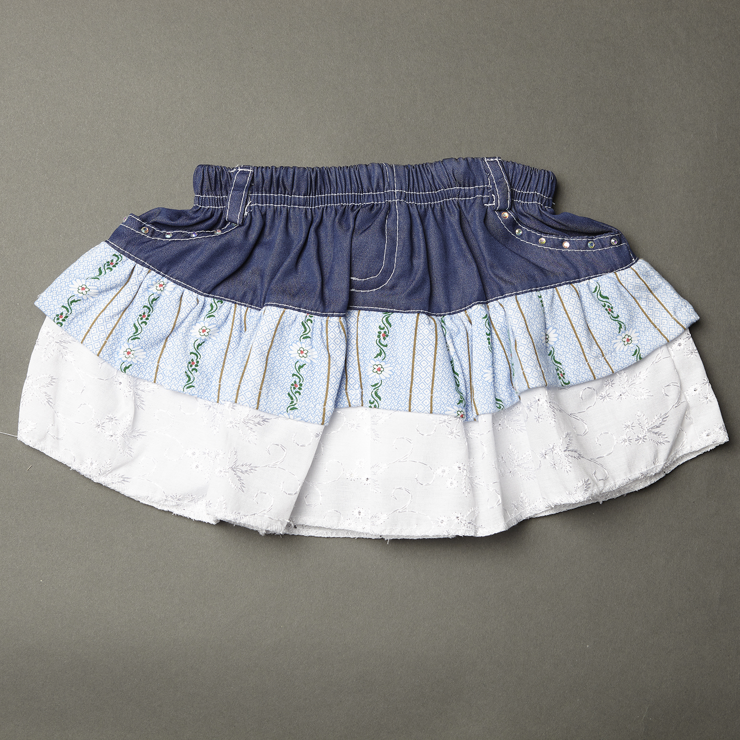 jupe tissus edelweiss jean bleue